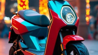 A sleek futuristic electric scooter